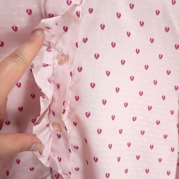 Vintage Koret USA Pink Frilly Ditsy Leaves Blouse - Picture 11 of 16